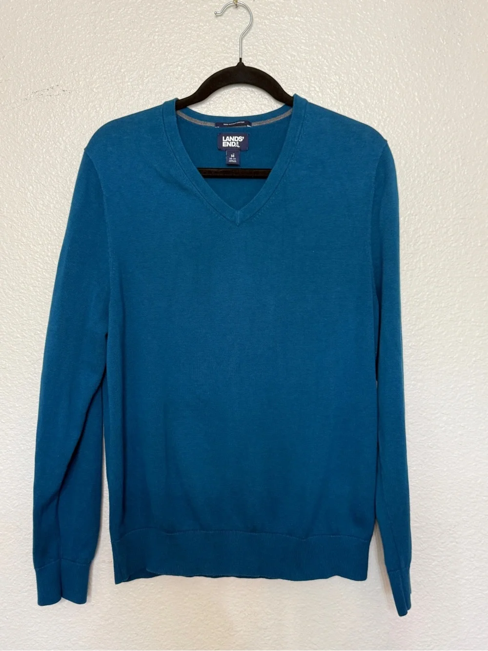 Lands' End Men’s Teal V-Neck Pullover Sweater